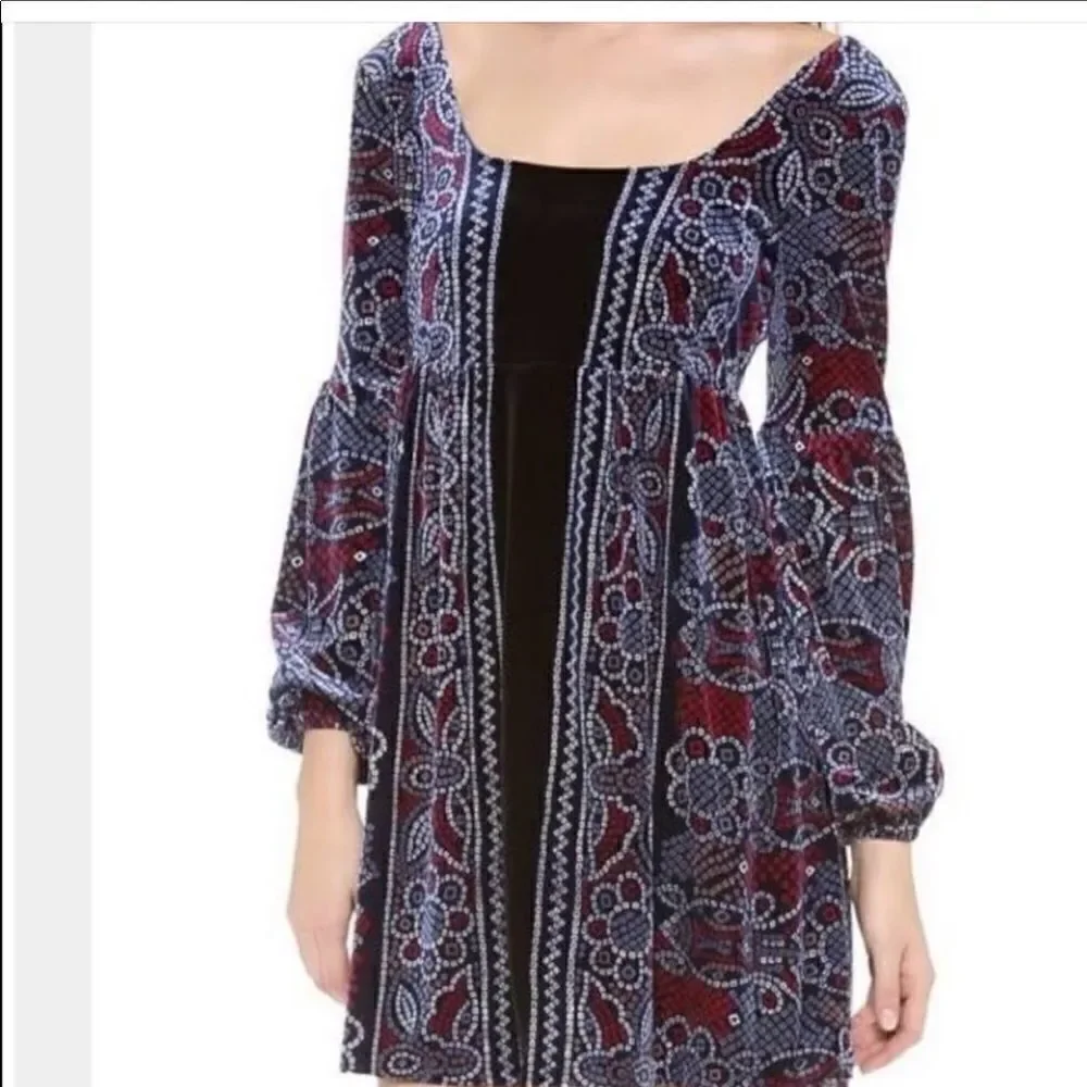 Free People Stretch velvet Oh so easy babydoll dress